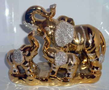 Фотка Сувенир Слон и два малых золотые 4405 12см