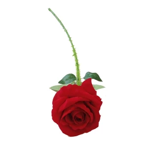 . Продаётся Бархатная роза на ветке с шипами и 2-мя листами 67см