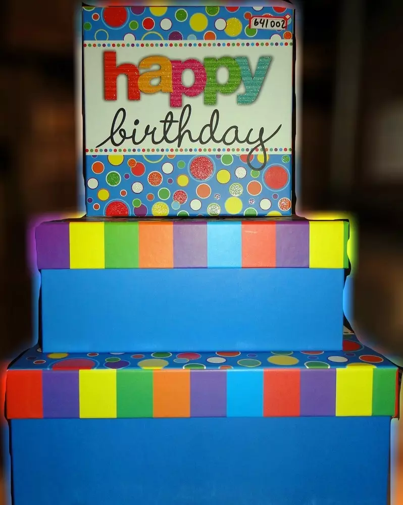 Набор 3 подарочных коробок Happy Birthday голубая фото 1