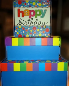 Картинка Набор 3 подарочных коробок Happy Birthday голубая