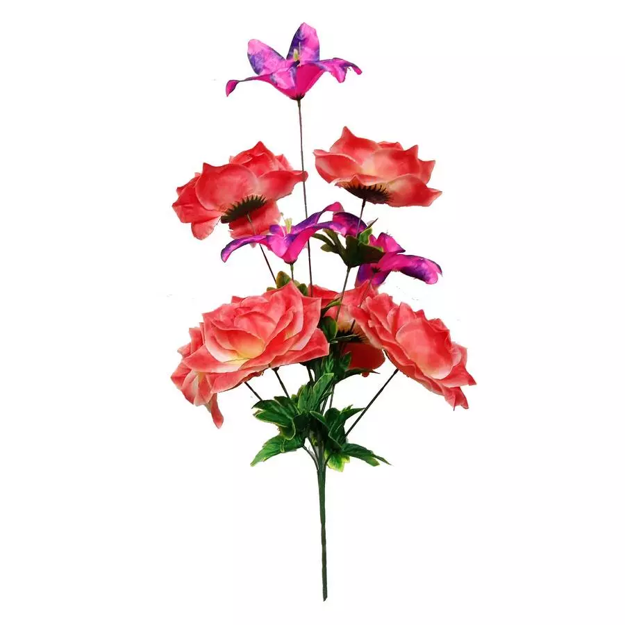 Цветочная композиция с лилиями и розами 9 голов (4+5) 73см 372-512+476 фото 2