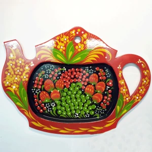 Картинка Сухарница с хохломской росписью "Чайник" 10036