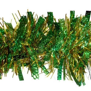 Покупаем по Архангельску Мишура широкие зелёные, узкие золотые иголки 9см 150см