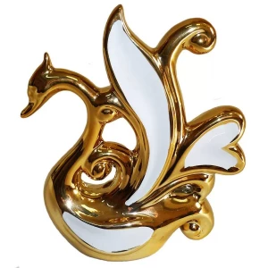 Фотка Сувенир Лебедь золотой с белым сердцем 4674 16,5х18,5см