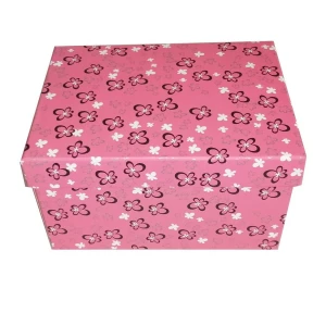 Приобретаем в Йошкар-Оле Подарочная коробка Розовая, чёрно-белые цветочки рр-4 18,5х14см