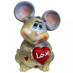 Фотка Копилка Серый мышонок с сердцем Love 15см 750