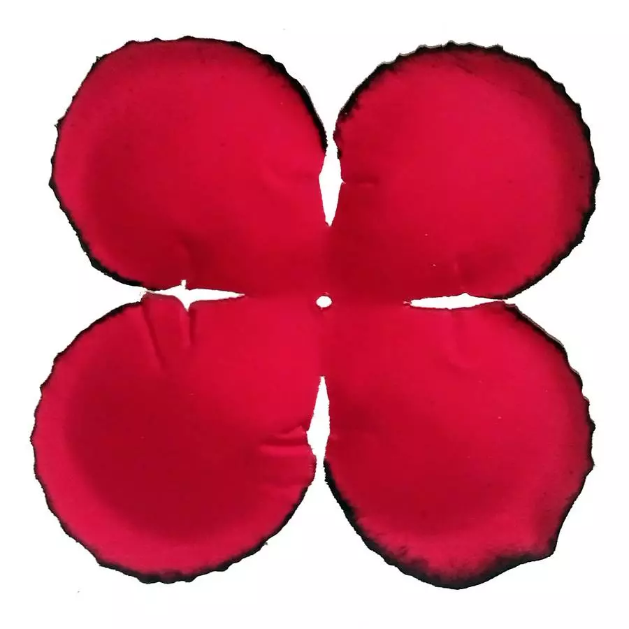 Заг-ка для розы бархатной YZ-76 красной с кантом 2-ой слой 4-кон. круглый 10,3-12см 804шт/кг фото 2