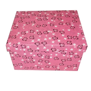 . Продаётся Подарочная коробка Розовая, чёрно-белые цветочки рр-6 22,5х18см