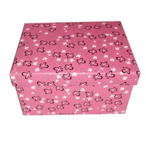 Купить в Норильске Подарочная коробка Розовая, чёрно-белые цветочки рр-5 20,5х16см