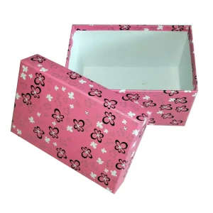 Фотка Подарочная коробка Розовая, чёрно-белые цветочки рр-2 14,5х10см