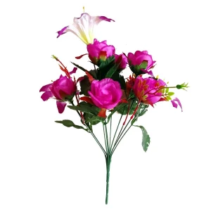 Картинка Букет лилий с розами 10 голов (3+7) 38см 215-511+549