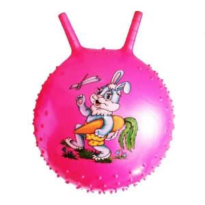 Фотка Мяч попрыгун резиновый с рогами пупырчатый "Заяц с морковкой" 50х35см