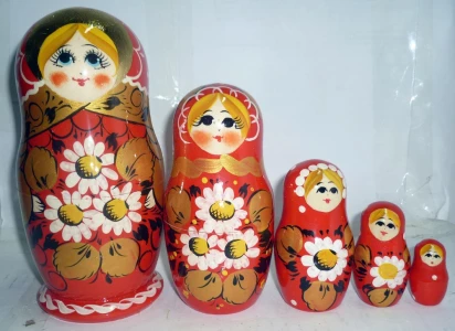 Фотка Хохлома Матрешка 5 кукол Ромашки 10128