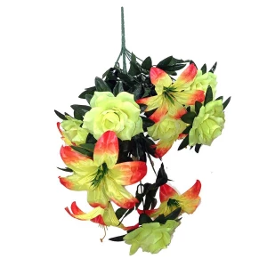 Фотка Букет лилии с розами 13 голов (2 вида 6+7) 80см 496-814+751
