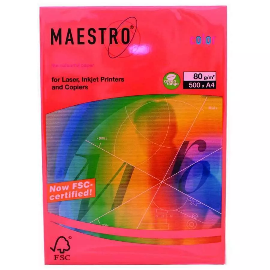 Бумага Офисная Цветная А4 "Maestro/Iq" 500Л. 80Г. Интенсив Кораллово-Красн. 65150/CO44 фото 1