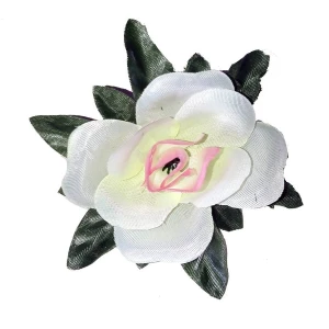 Фотография Головка розы Ясмин с листом 4сл 14см 393АБВ-л068-201-190-109(012,202) 1/42