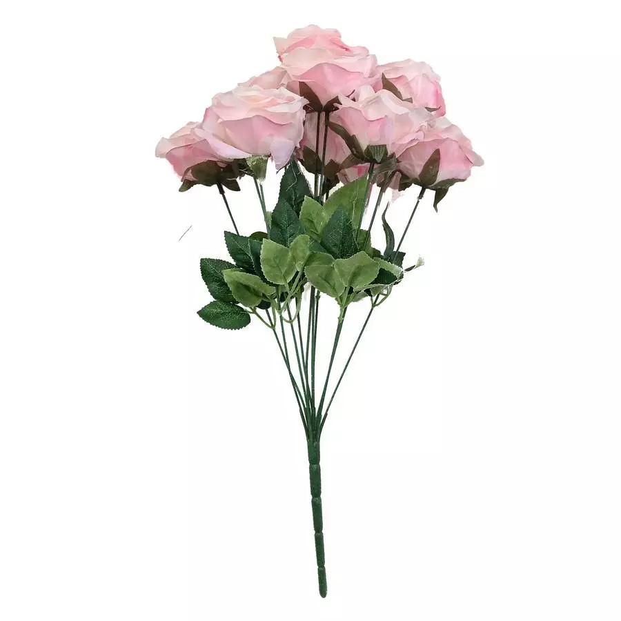 Фотография Букет с 10 розами (листья с прожилками) 46см