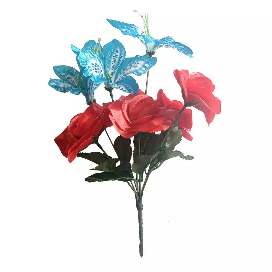 Фотография Букет лилий с розами 8 голов (3+5) 32см 413-535+376