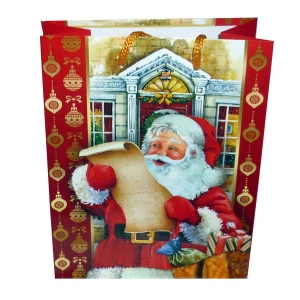 Картинка Подарочный пакет Дед со списком подарков 15см D-105