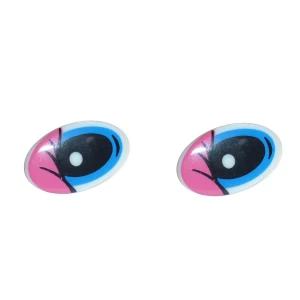 Фото Пара винтовых глаз 25x16мм Pink-Blue с чёрным зрачком и ресницами