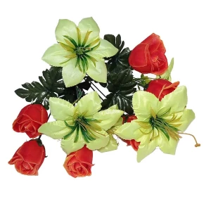 Купить в Норильске Букет клематисы с розами 12 голов (2 вида 5+7) 48см 424-708(710)+732