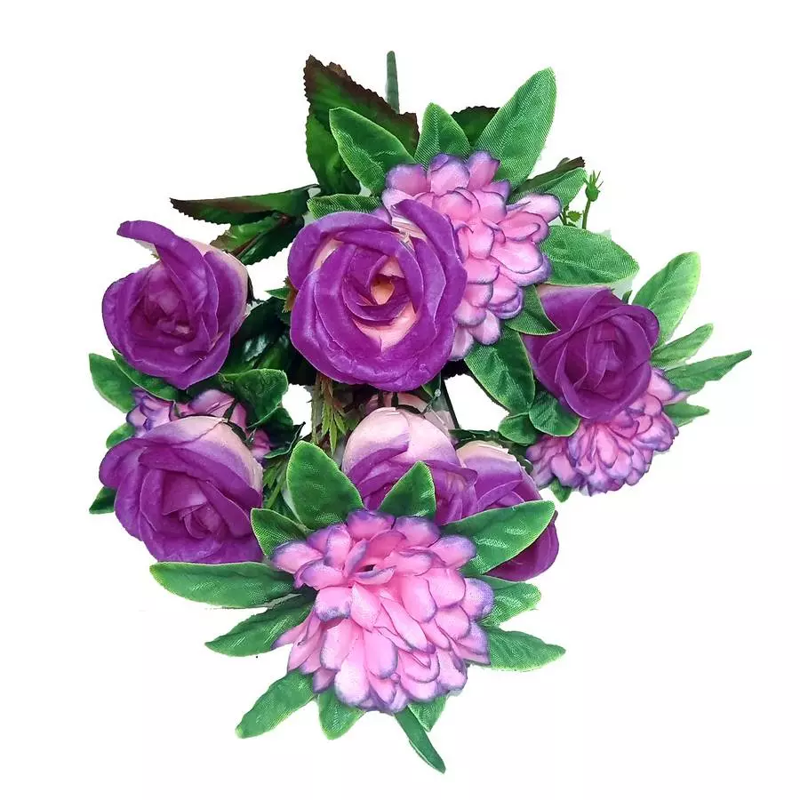 Фотография Букет розы с шафранами 11 голов (2 вида 7+4) 56см 202-732+563