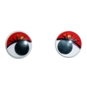 Картинка Пара круглых глаз (с клеем) бегающий зрачок D-20мм Red