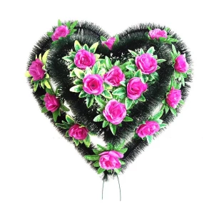 Фотография Венок ритуальный в форме сердца розы ф216п-р40-г343 70см