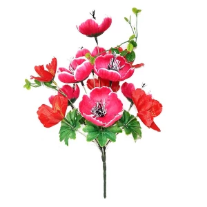 Приобретаем в Норильске Композиция цветов: георгины и маки 12 голов (2 вида 7+5) 37см 423-737+327
